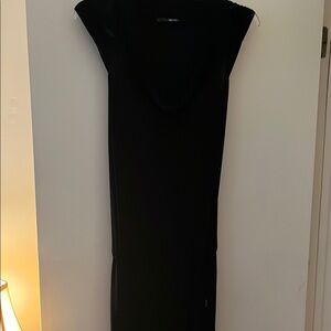 Black Sleeveless Cowl Neck Sheath Maxi Dress